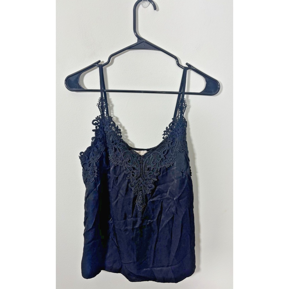 Black Lace Boho V-Neck Tank Top Size 34 US XS Blouse Sleeveless
